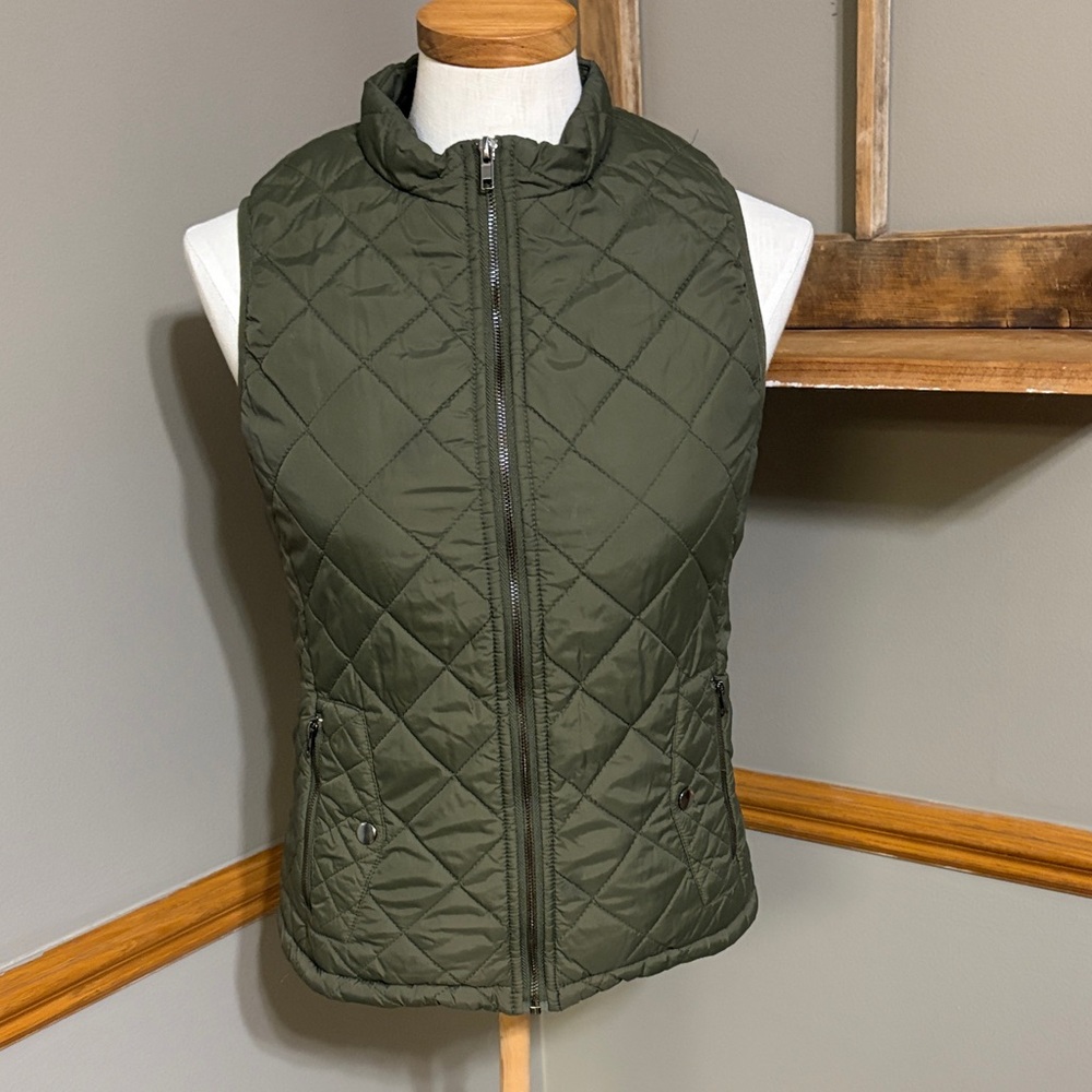 Fuinloth Olive green Quilted Vest size small